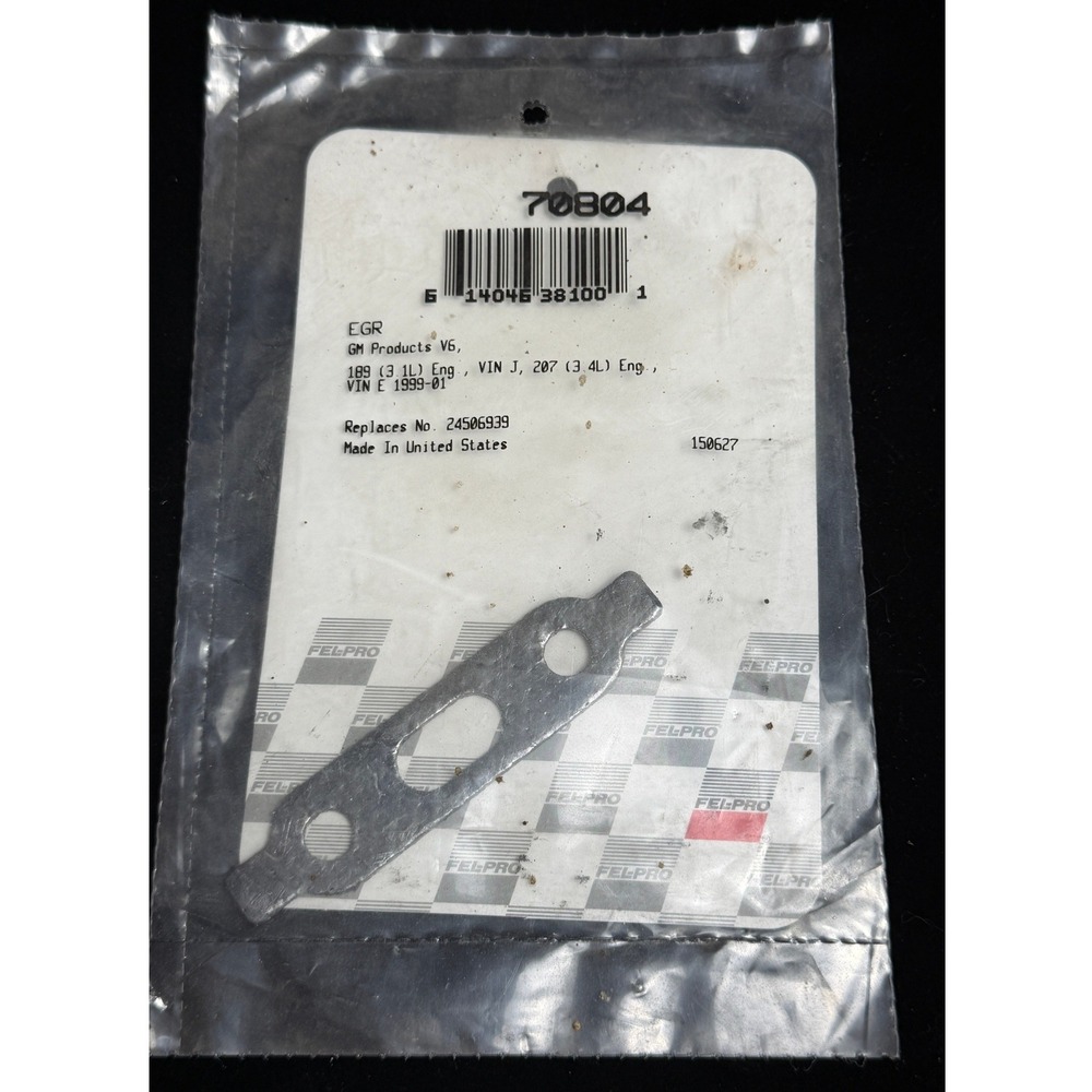 Fel-Pro 70804 EGR Valve Gasket GM V6 3.1L 3.4L 1999-2001 Replaces 24506939 NEW